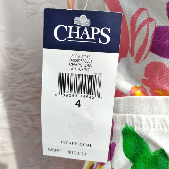 Chaps New Floral Jacquard Fit n Flare V-Neck Pleated Sleeveless Dress Size 4 NWT - Picture 14 of 16